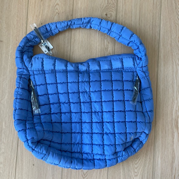 Free People Blue Quilted Carryall Bag - Picture 3 of 4